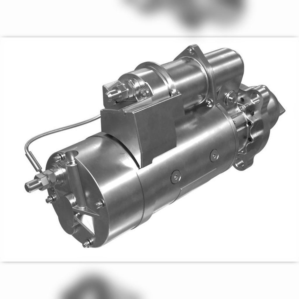 2071562 Electric Starting Motor Group - angled view of the starter motor housing