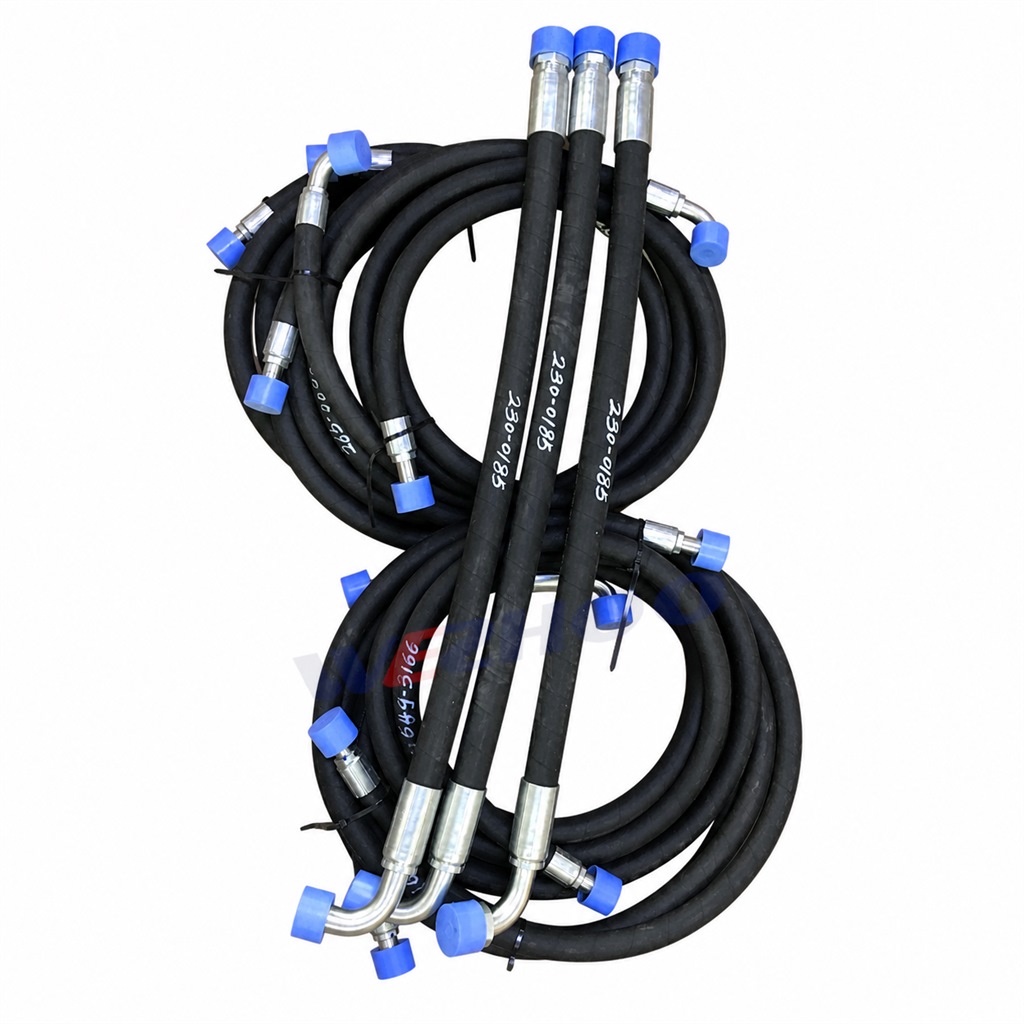 Bundle of hose assemblies with capped end fittings