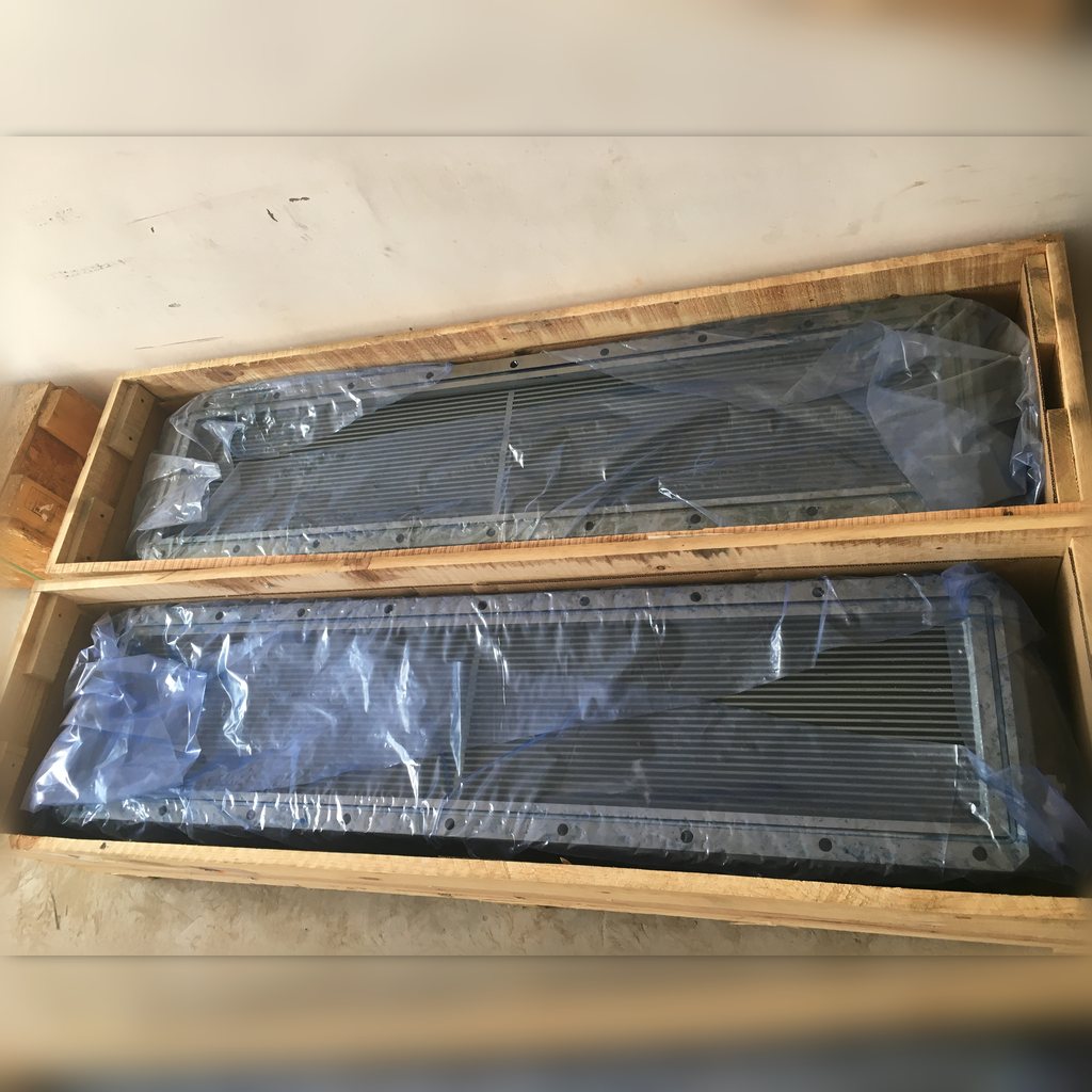 2364256 Aftercooler Core Assembly - crated core viewed from above