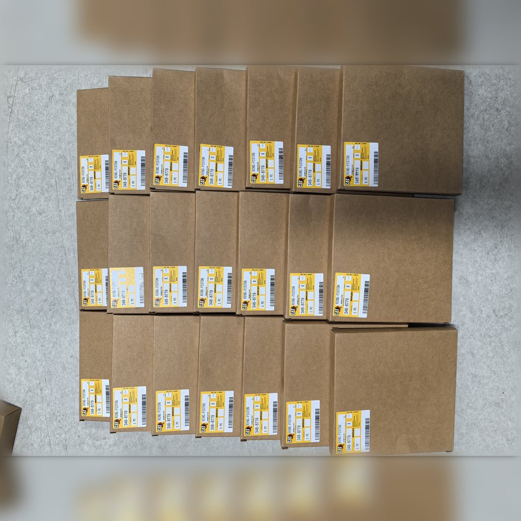 3488779 Piston Ring - three rows of labeled piston-ring cartons