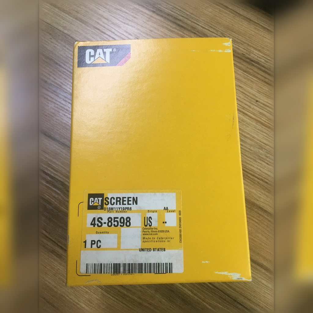 4S8598 Suction Screen - closed yellow carton with a part label