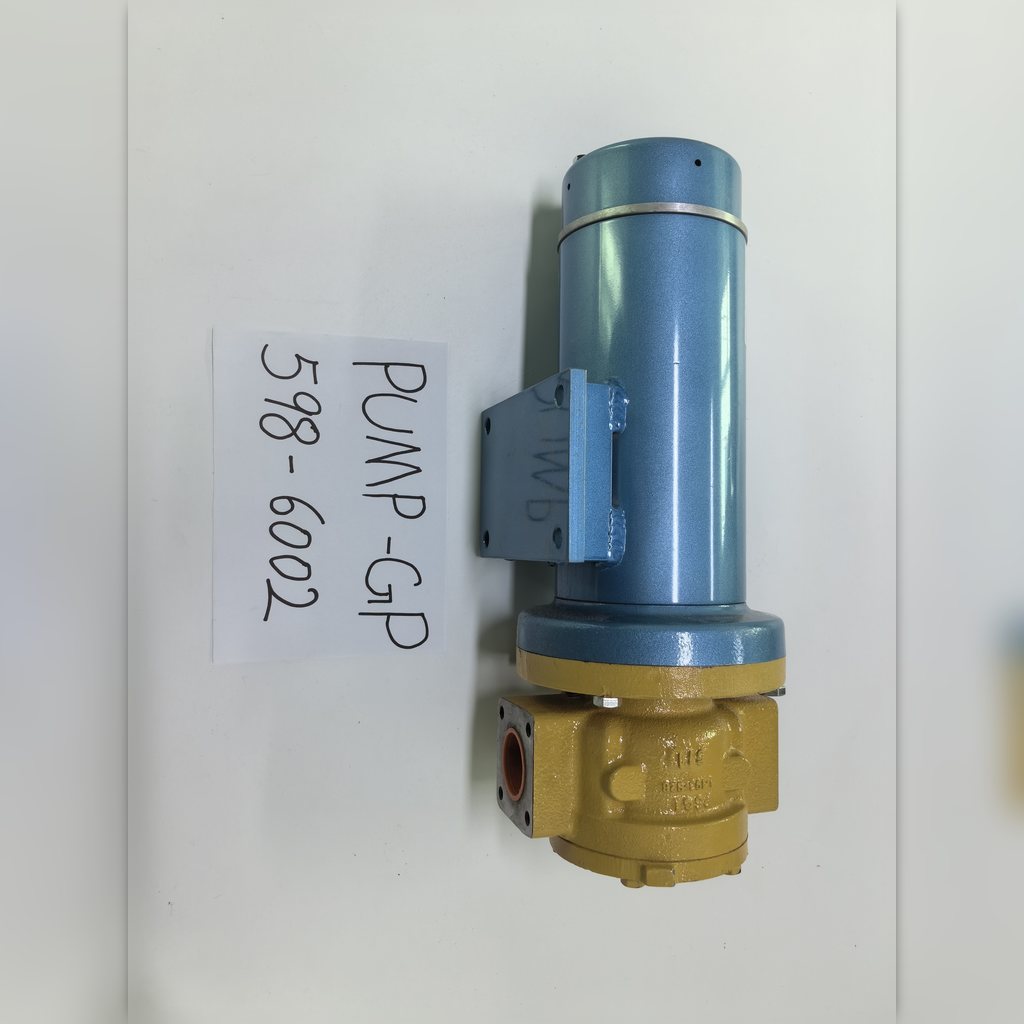 5986002 Prelubrication Pump Group - pump and motor beside an identification sheet