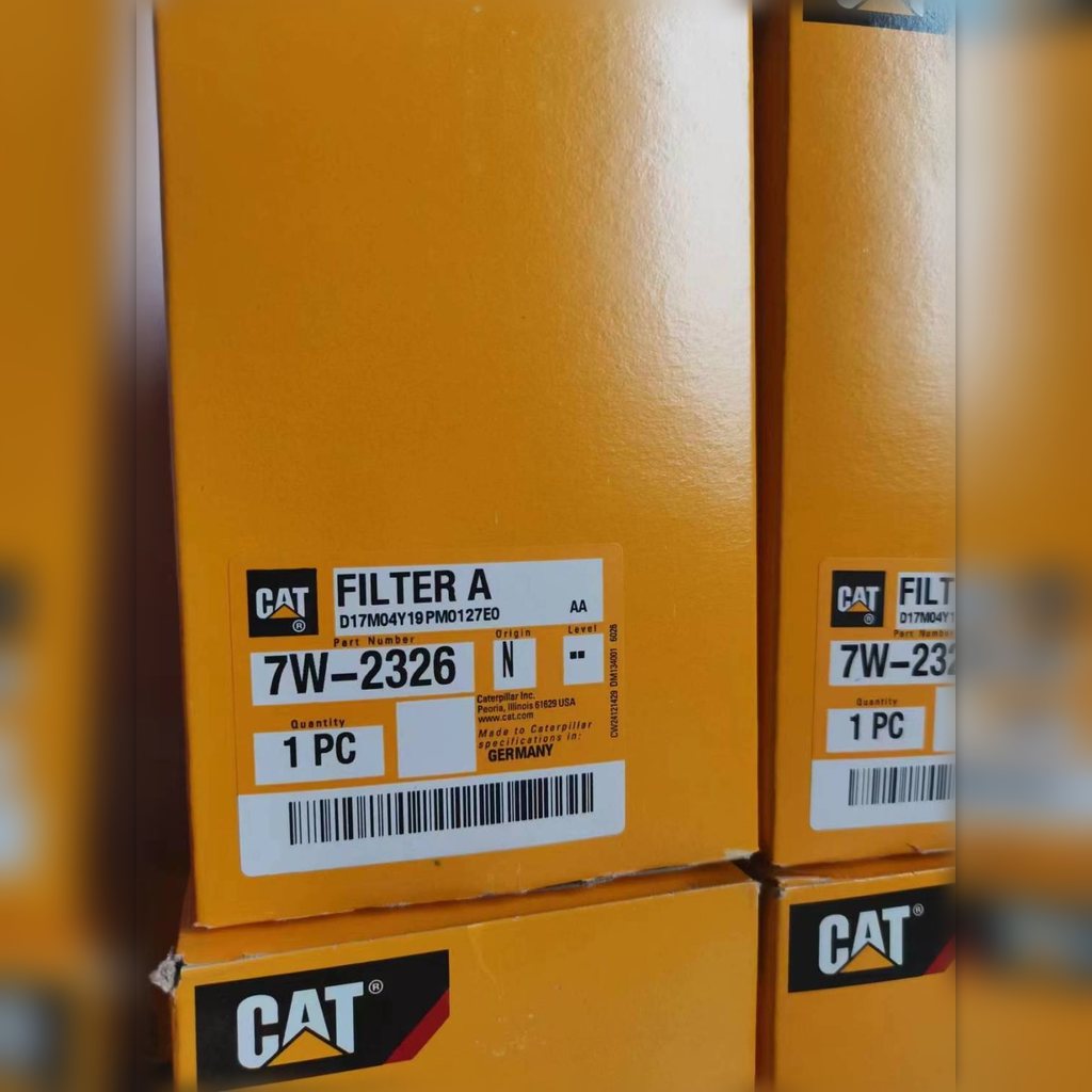 7W2326 Oil Filter Assembly - close-up of boxed filter labels